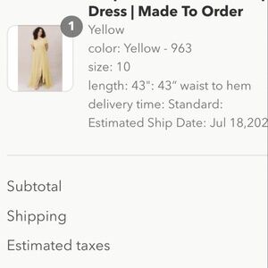 NWOT revelry bridesmaid dress yellow 963 chiffon